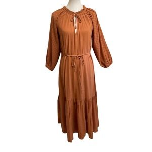 Billabong Crystal Cove Midi Dress Womens Size Medium Rust Orange NWT